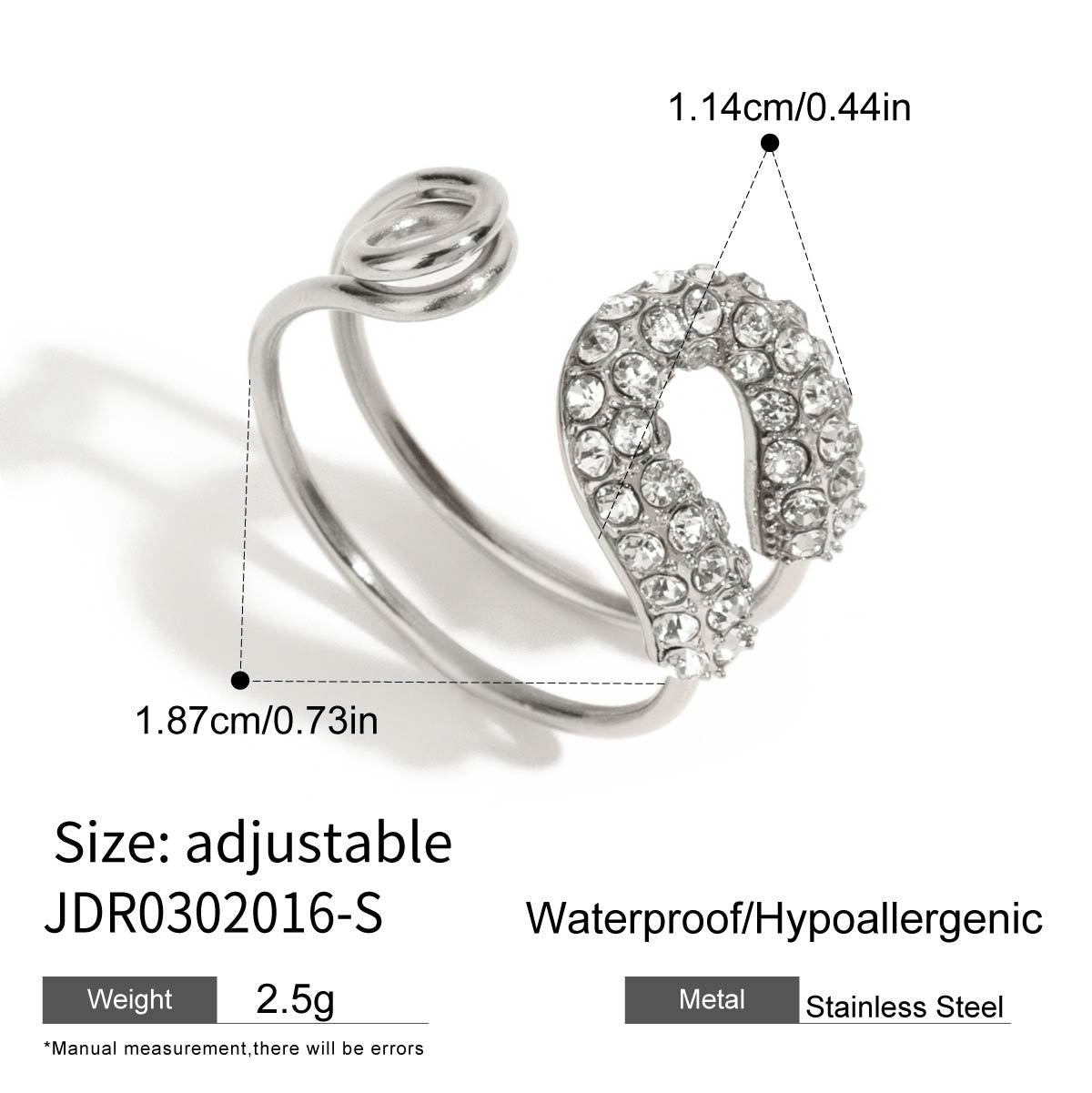 Damen Offener Ring mit funkelndem Zirkon und modernem Design Shop Nory