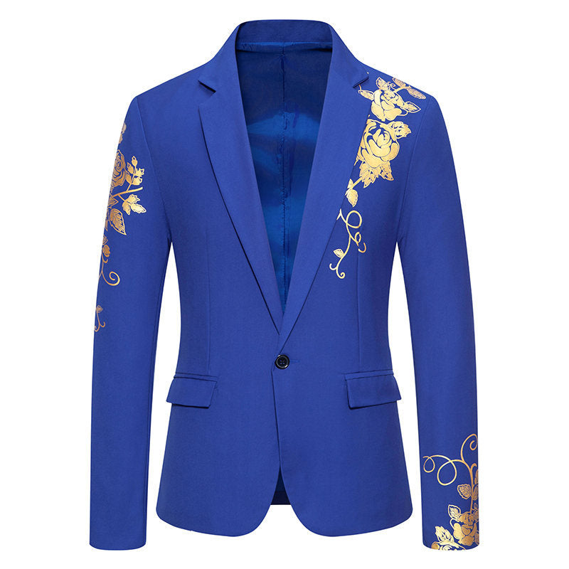 Herren eleganter Blazer mit floralem Gold-Design