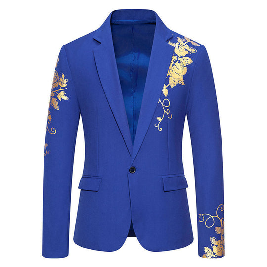 Herren eleganter Blazer mit floralem Gold-Design