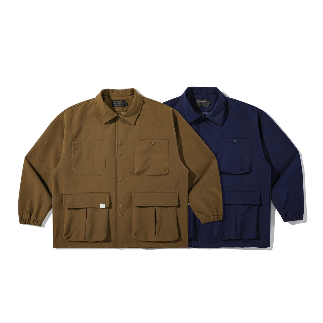 Herren Robuste Canvas-Utility-Jacke mit Druckknopffront und elastischen Bündchen Shop Nory