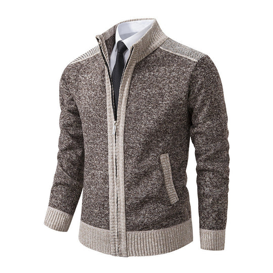 Herren modische Strickjacke mit hohem Kragen und Reißverschluss