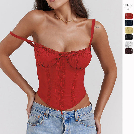 Damen Corsagenoberteil mit Rüschendetails und verstellbaren Trägern