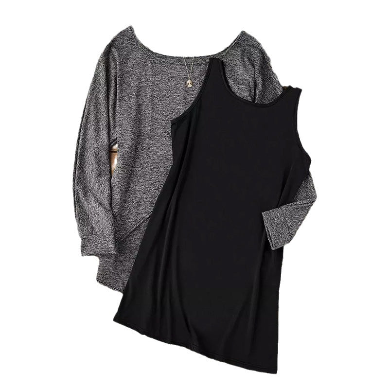 Damen Lässiger schulterfreier Feinstrickpullover mit Lagenoptik und asymmetrischem Saum Shop Nory