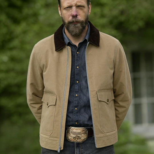 Herren robuste Canvas-Fieldjacke mit Cordkragen und aufgesetzten Pattentaschen Shop Nory