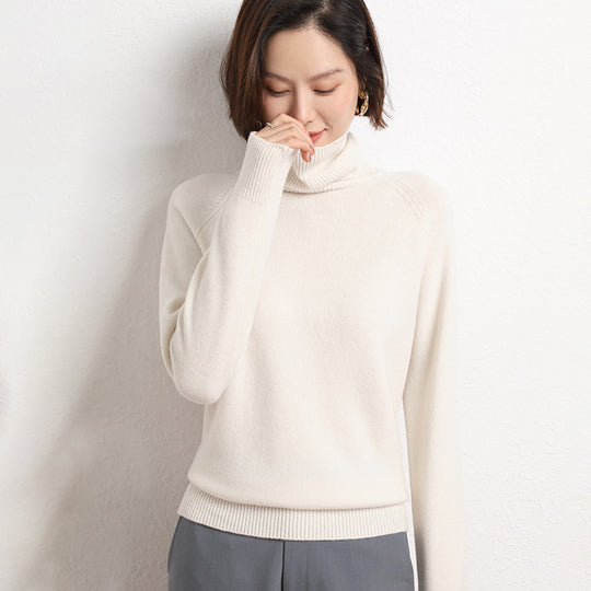 Damen Schlanker Rollkragenpullover aus feinem Strick mit Raglanärmeln Shop Nory