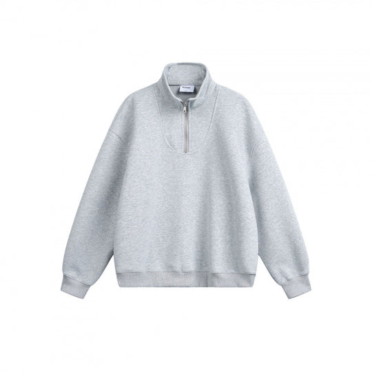 Unisex Lockeres Sweatshirt mit kurzem Reißverschluss, Stehkragen und Baumwoll-Fleece-Innenseite Shop Nory