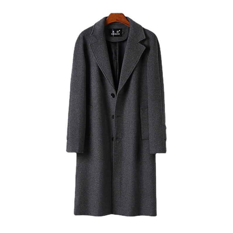 Herren Maxilanger Wollmantel mit cleanem Schnitt, schmalem Revers und innenliegendem Futter Shop Nory