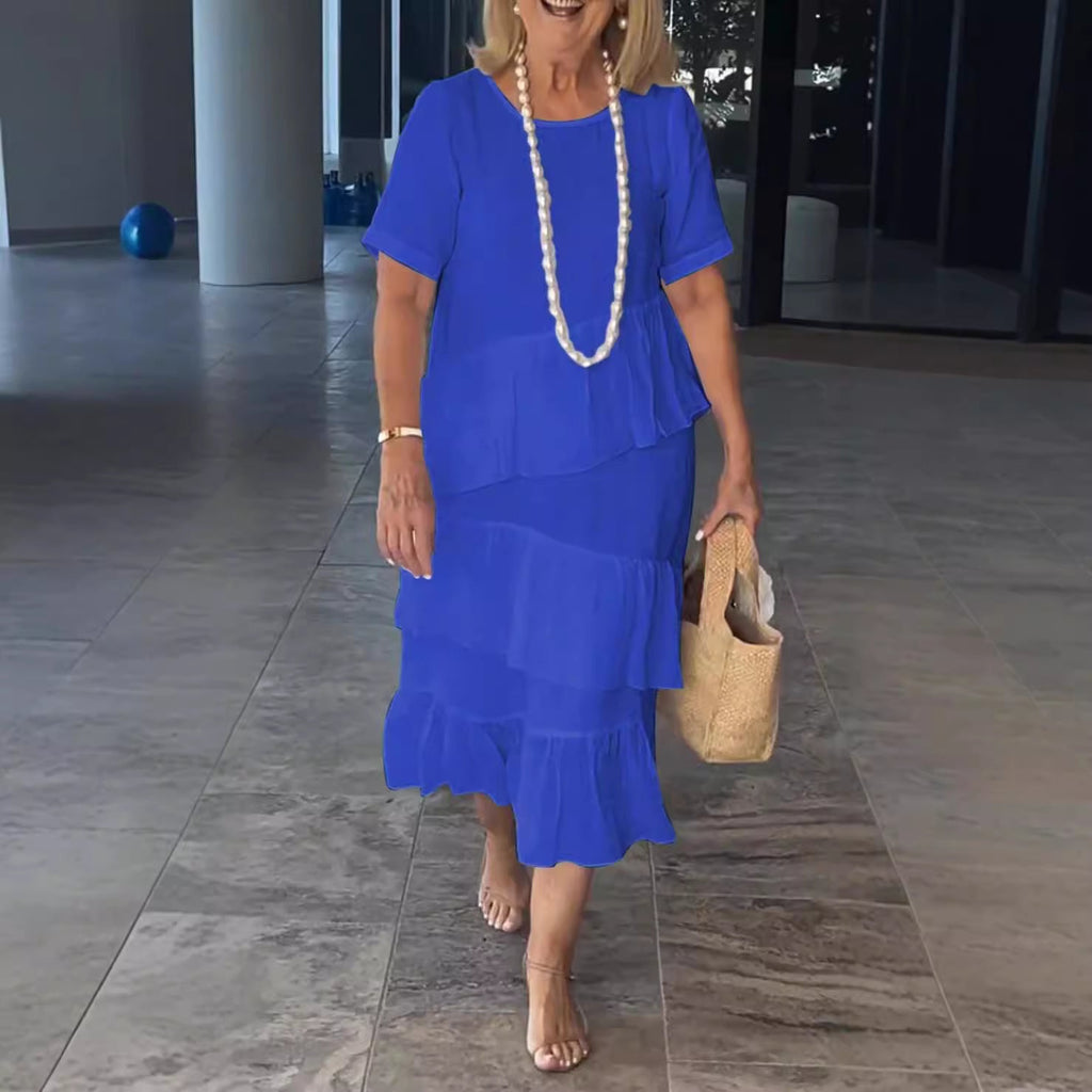 Damen sommerliches Freizeitkleid mit schwingendem Saum Shopnory