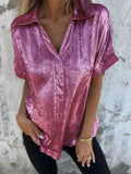 Damen Elegante Satinbluse mit glänzendem Finish und lässigem Schnitt