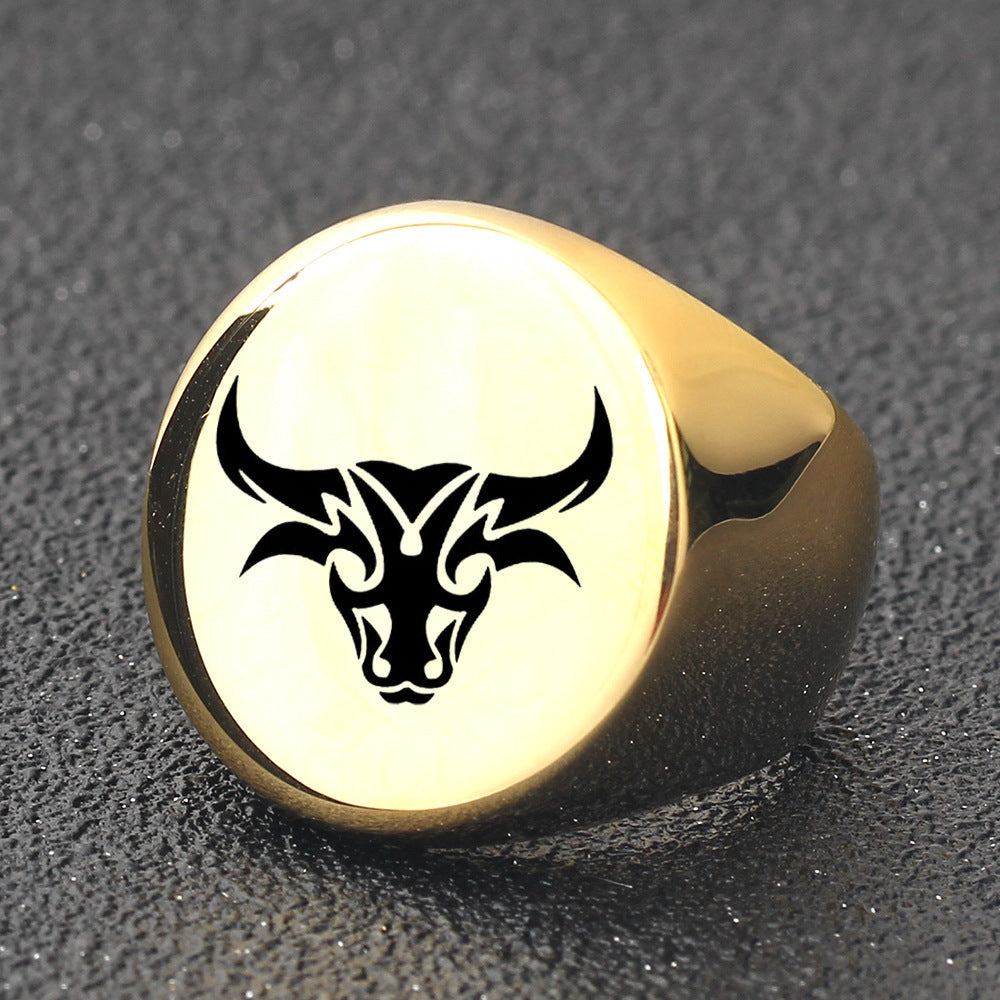 Herren Ring mit kunstvollem Stierkopf-Design Shop Nory