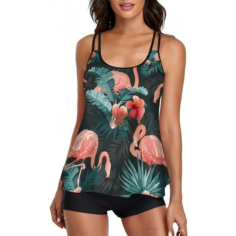 Damen Sportliches Tankini-Set mit bequemem Shorts und verstellbaren Trägern Shopnory
