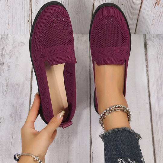 Damen luftige Slip-On Sneakers mit atmungsaktivem Netzmaterial