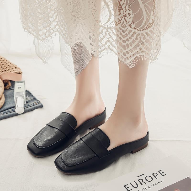 Damen elegante Slipper mit modischem Ledermuster
