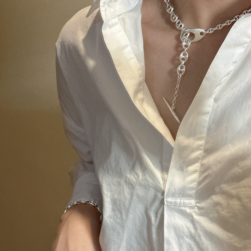 Damen modische Kette mit vielseitigem Karabiner und glänzenden Gliedern Shop Nory