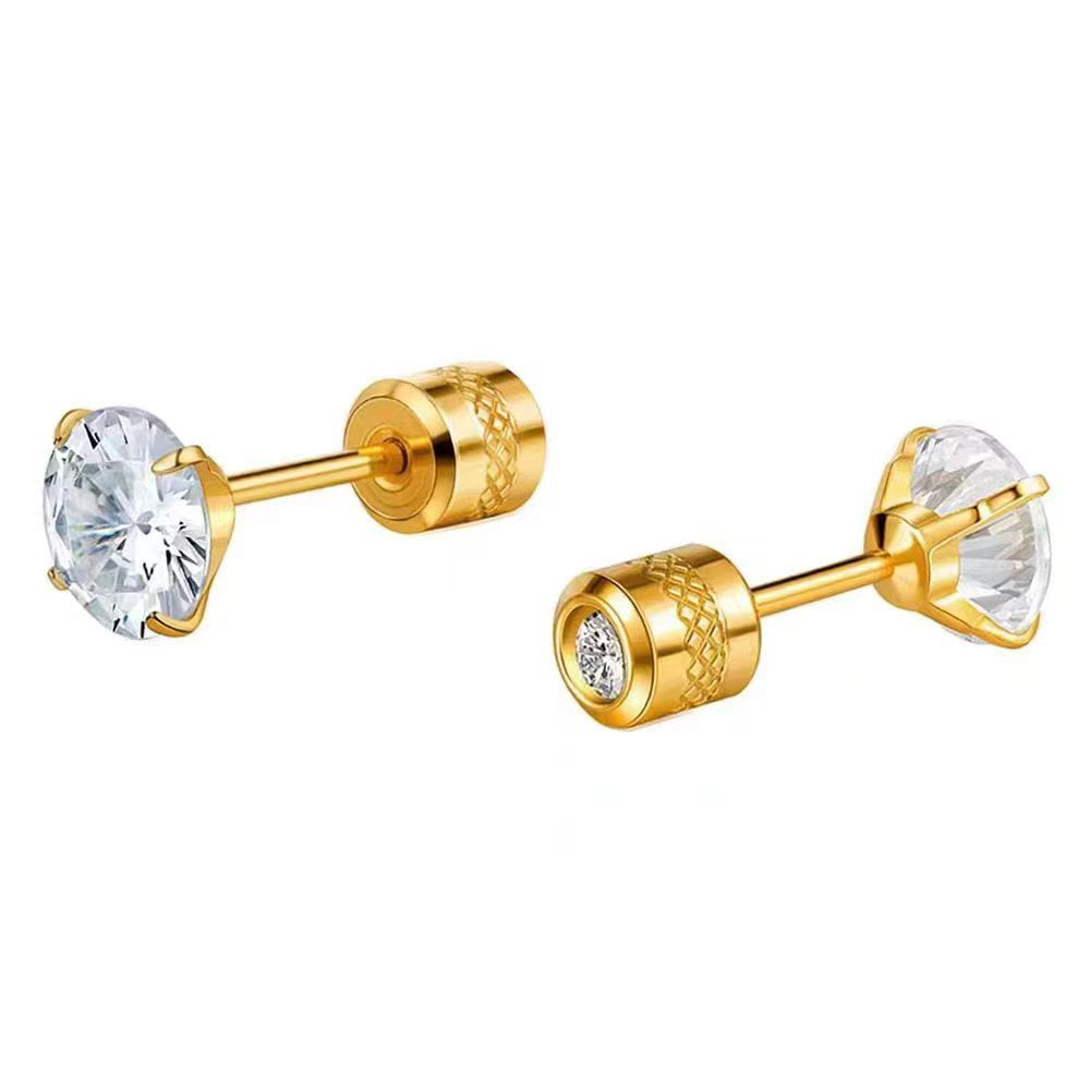 Kristall-Ohrstecker mit Zirkonia-Fassung und Schraubverschluss