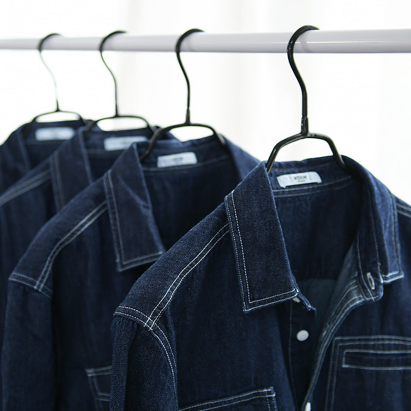 Herren Jeans-Overshirt im Worker-Stil mit doppelten Brusttaschen und kontrastierenden Ziernähten Shop Nory