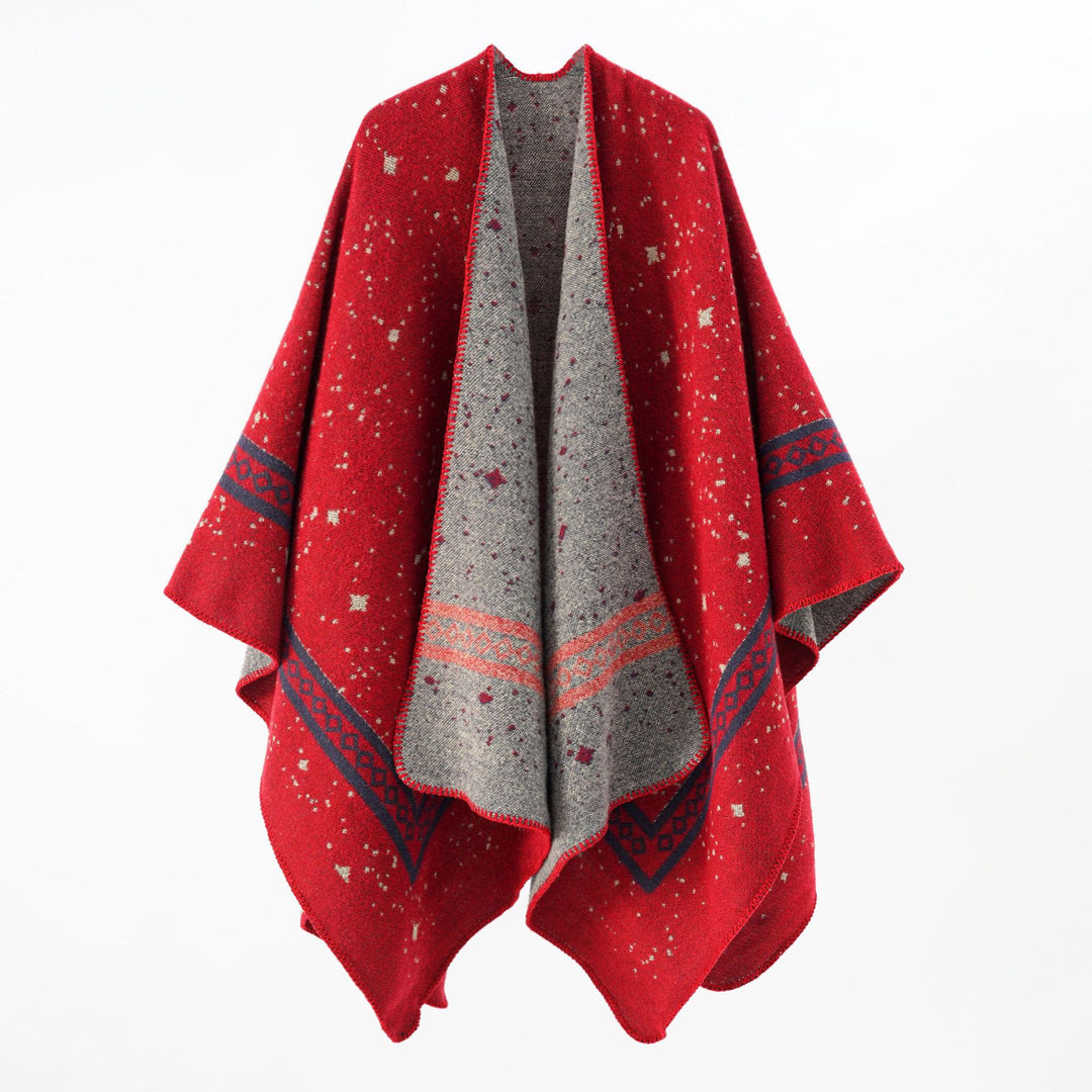 Damen Oversize-Umhangcape aus Wollmix mit zweifarbiger Wendestruktur Shop Nory