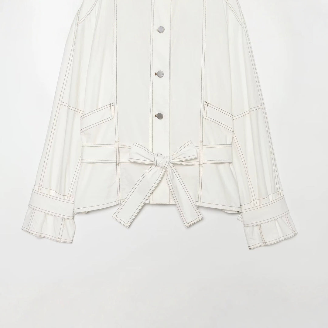 Damen Cropped Parka‑Jacke mit hohem Funnelkragen, Pattentaschen und Bindegürtel Shop Nory
