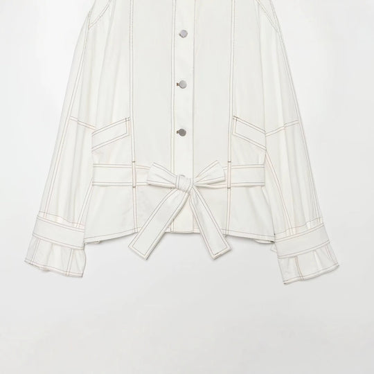 Damen Cropped Parka‑Jacke mit hohem Funnelkragen, Pattentaschen und Bindegürtel Shop Nory