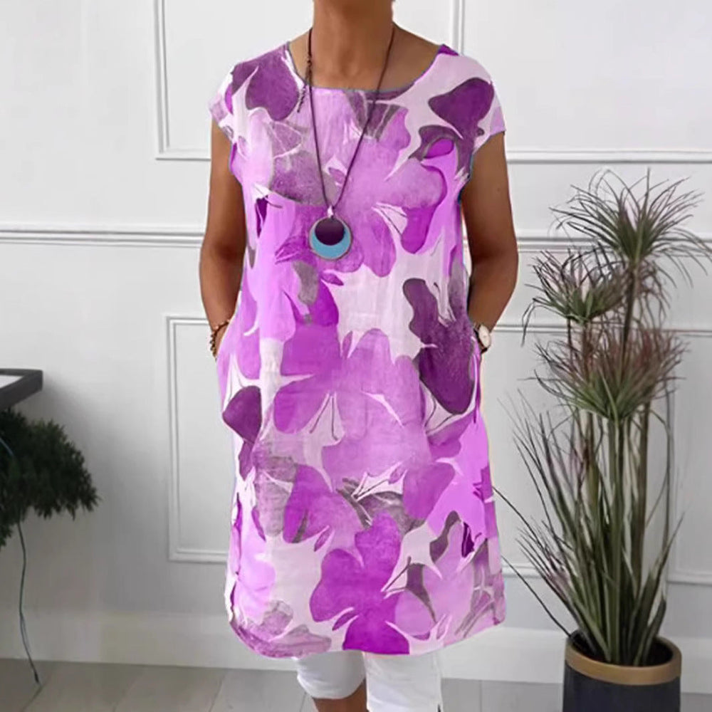 Damen Leichtes Strandkleid mit floralem Muster und Taschen