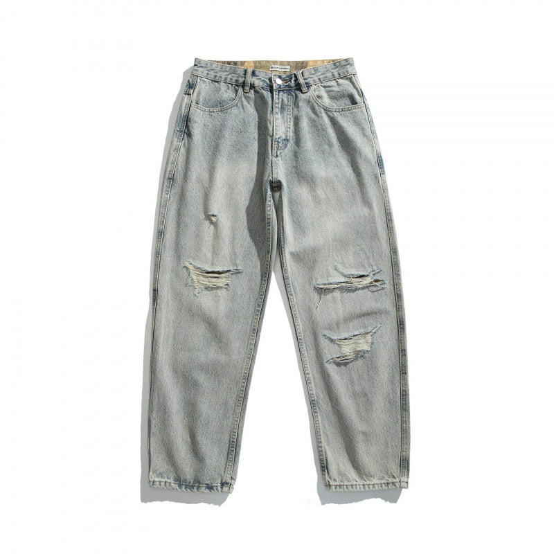 Herren Lässige Straight‑Leg Jeans mit Used‑Waschung und Destroyed-Details Shop Nory