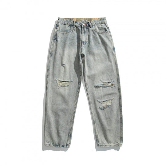 Herren Lässige Straight‑Leg Jeans mit Used‑Waschung und Destroyed-Details Shop Nory