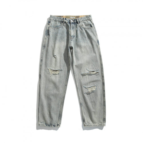Herren Lässige Straight‑Leg Jeans mit Used‑Waschung und Destroyed-Details Shop Nory