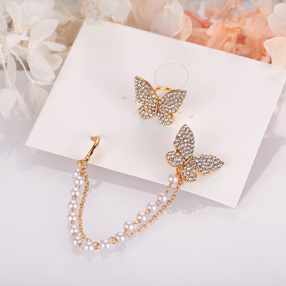 Damen Ohrringe mit funkelndem Schmetterlingsdesign und eleganter Kette Shop Nory