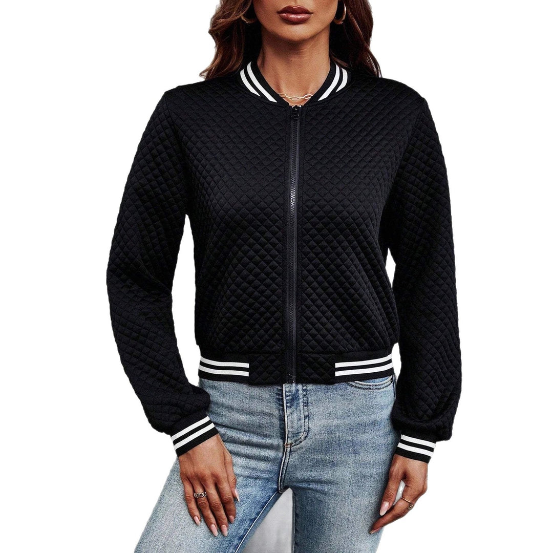 Damen Gepolsterte Bomberjacke mit Rautenstepp, Kontraststreifen und Reißverschluss Shop Nory