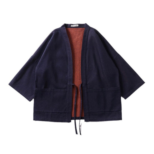 Unisex Leichte Denim-Kimono-Jacke mit kontrastfutter und Bindeband Shop Nory