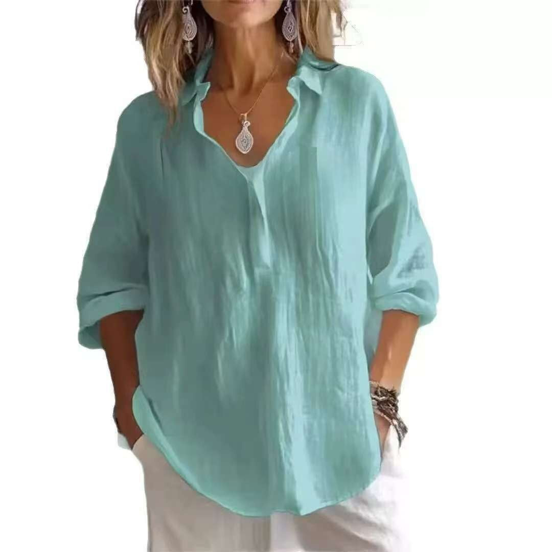 Damen Leichte Leinenbluse