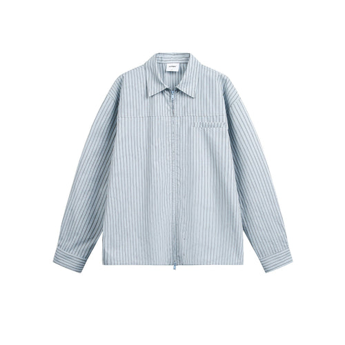 Herren Gestreiftes Overshirt mit Zwei‑Wege‑Reißverschluss und Brusttasche Shop Nory