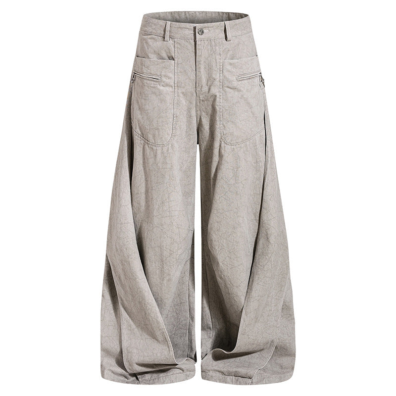 Damen Weite Drapierte Culotte-Cargohose mit hoher Taille und Zip-Taschen Shop Nory