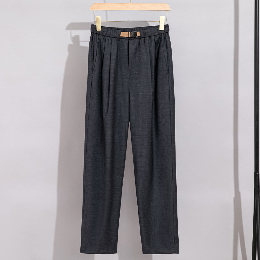 Damen Leichte Stoffhose mit elastischem Bund, Bundfalten und geradem Bein Shop Nory