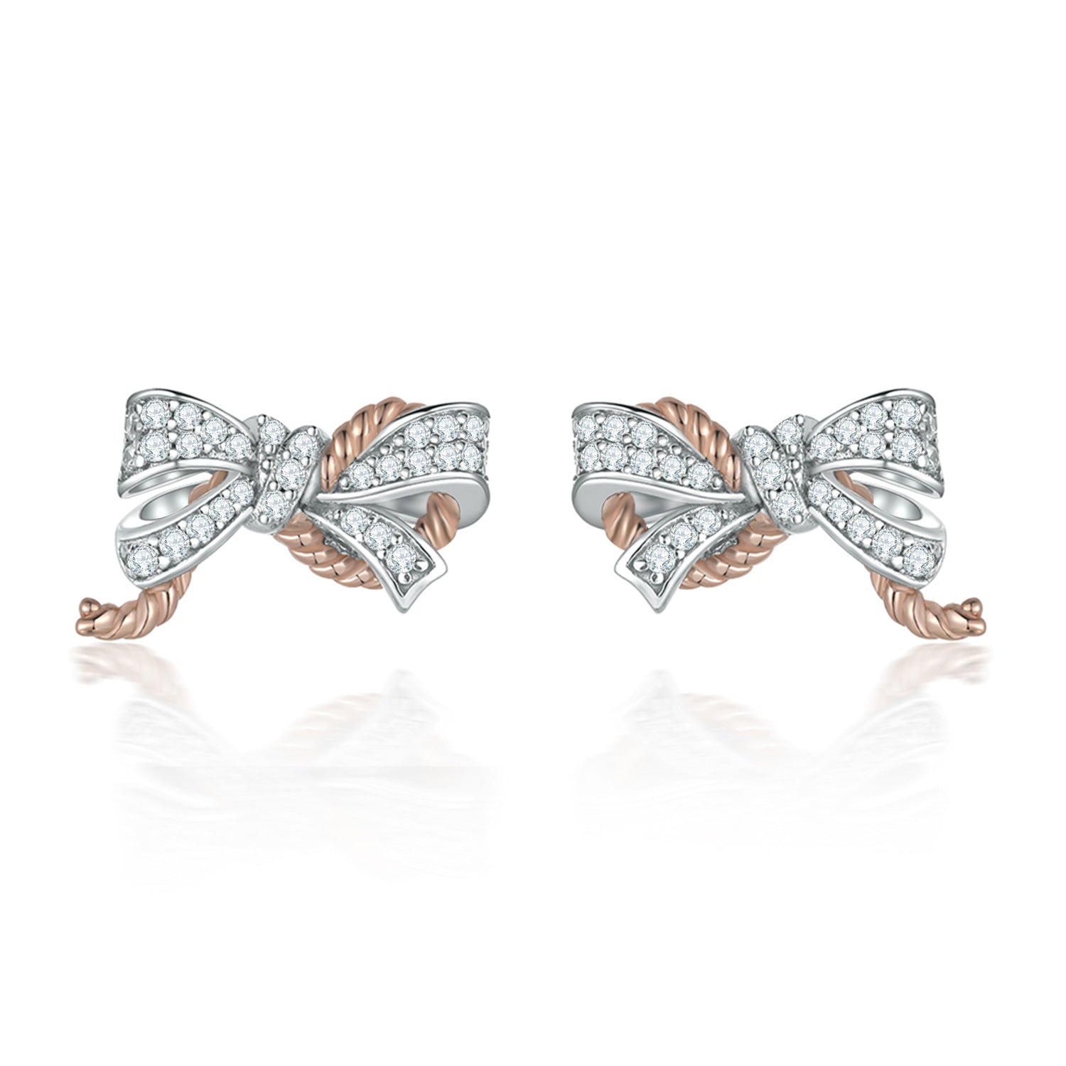 Damen OHRSTECKER im eleganten Schleifen-Design mit Zirkonia-Besatz Shop Nory