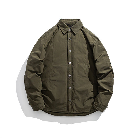 Herren Leicht wattierte Overshirt-Jacke mit Hemdkragen und Druckknopfblende Shop Nory