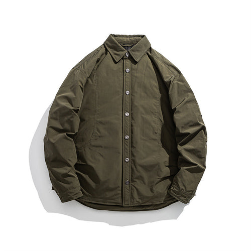 Herren Leicht wattierte Overshirt-Jacke mit Hemdkragen und Druckknopfblende Shop Nory