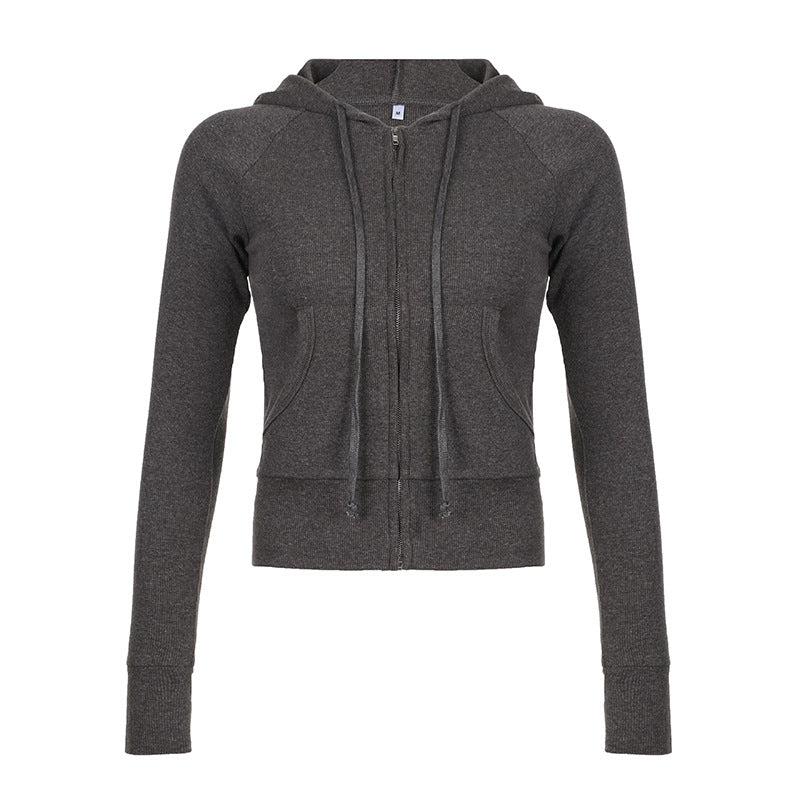 Damen nan taillierte Bomberjacke mit breitem Rippenbund, zwei Schrägtaschen und dekorativen Reißverschluss-Details Shop Nory