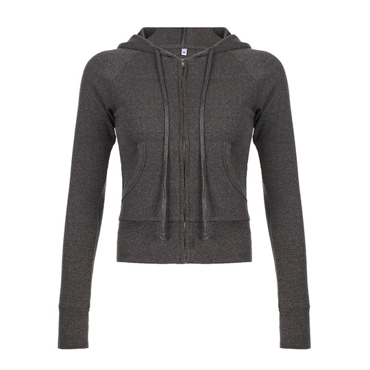 Damen nan taillierte Bomberjacke mit breitem Rippenbund, zwei Schrägtaschen und dekorativen Reißverschluss-Details Shop Nory