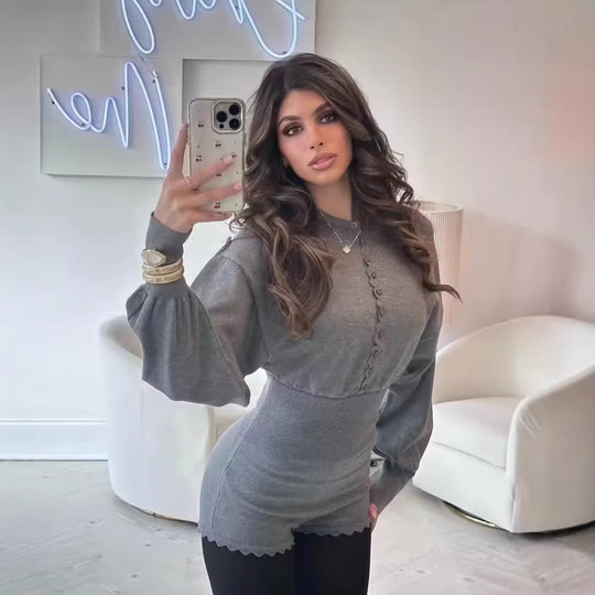 Damen Lässiges Zweiteiliges Lounge-Set mit Cropped-Sweatshirt und High-Waist-Shorts Shop Nory