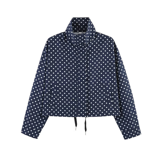Damen Gekürzte Punkte-Utility-Jacke mit Stehkragen und Tunnelzug Shop Nory