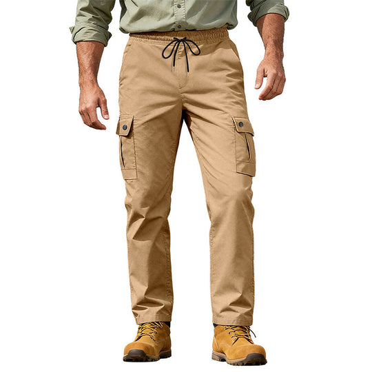 Herren nan robuste Freizeit-Cargohose mit elastischem Bund Tunnelzug und Mehrfachtaschen