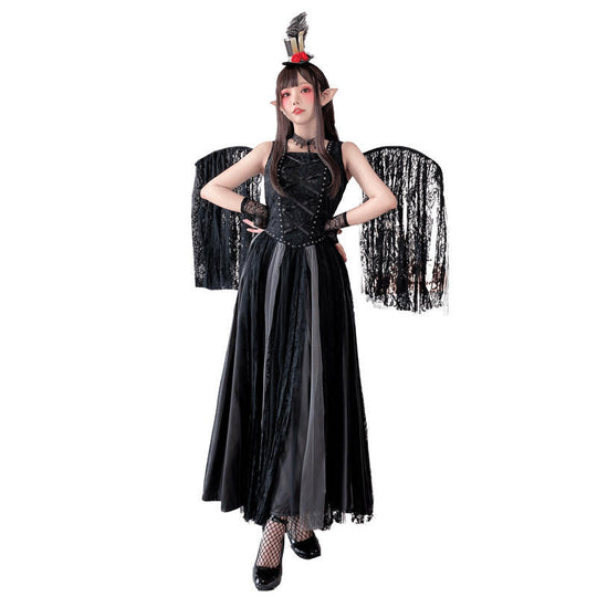 Damen Hexenkostüm mit Tüllrock und eleganten Spitzenakzenten Shop Nory