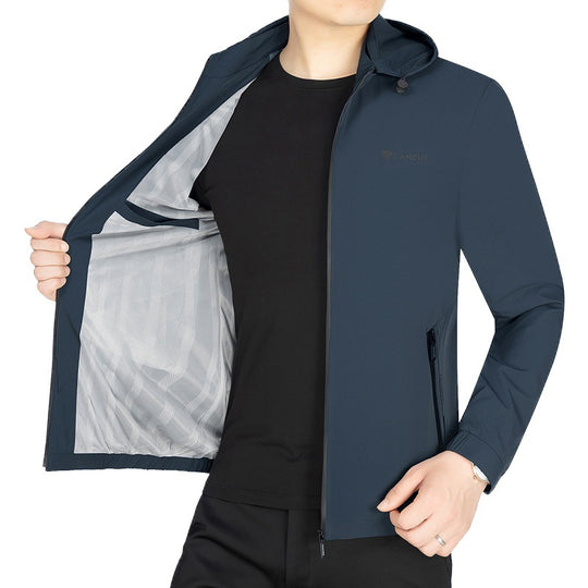 Herren Leichte Softshell-Funktionsjacke mit Kapuze wasserabweisend atmungsaktiv Shop Nory