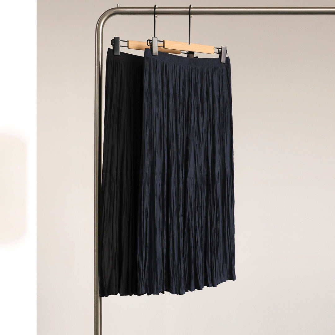 Damen Eleganter Faltenrock mit hohem Bund und fließendem Stoff Shop Nory