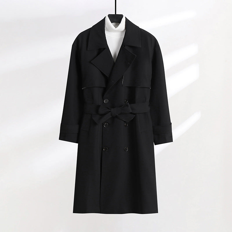 Damen taillierter Doppelreiher-Trenchcoat mit Bindegürtel und Schalkragen Shop Nory