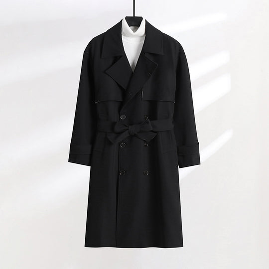 Damen taillierter Doppelreiher-Trenchcoat mit Bindegürtel und Schalkragen Shop Nory