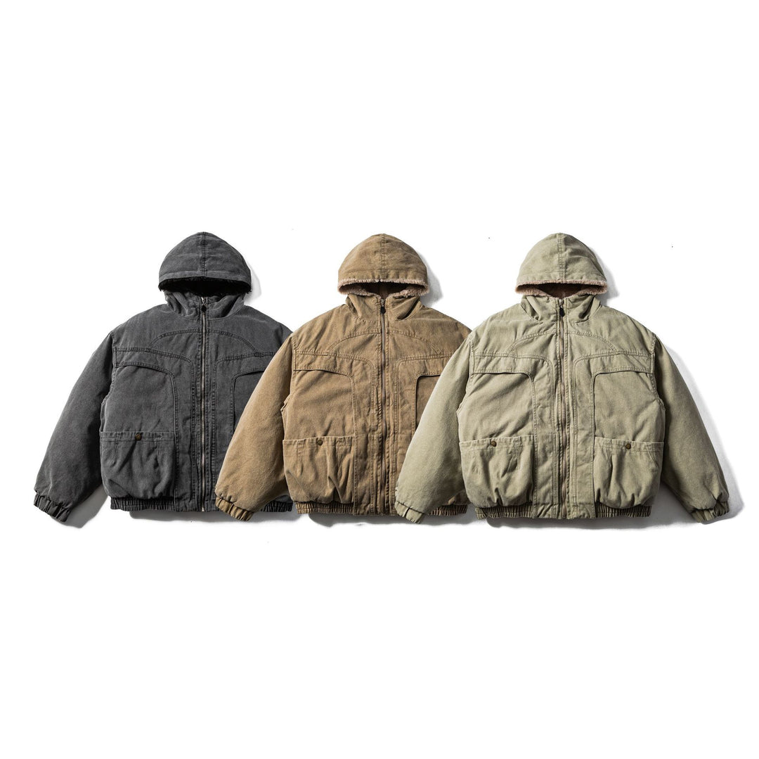 Herren Robuste Kapuzen-Fieldjacke mit Teddyfutter und Utility-Taschen Shop Nory
