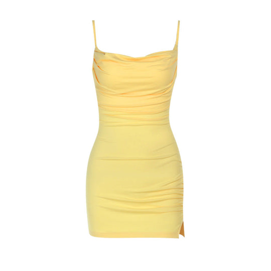 Damen figurbetontes Minikleid mit trägerlosem Design und asymmetrischem Rüschensaum Shopnory
