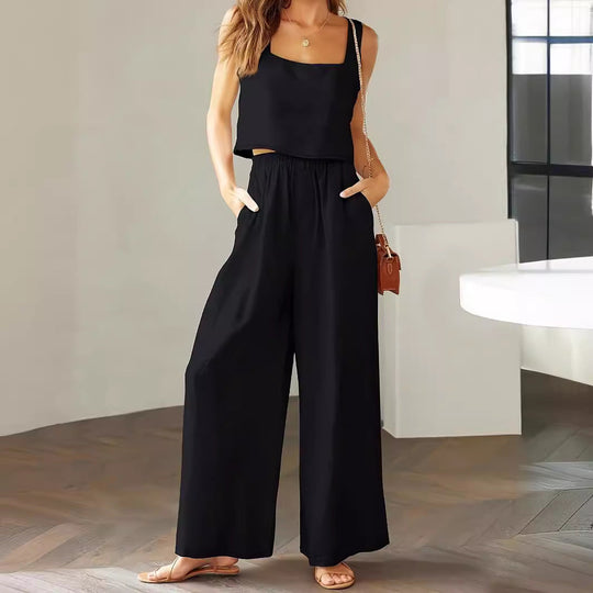 Damen Lässiger Jumpsuit mit weiten Beinen und praktischen Taschen